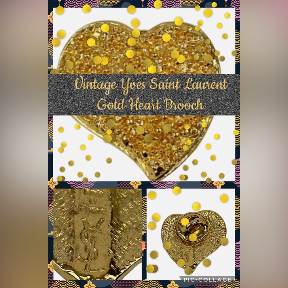 Vintage Yves Saint Laurent Gold Heart Brooch